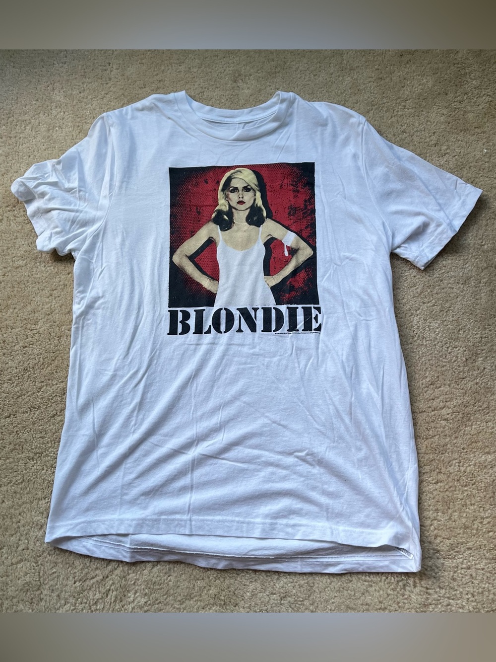 Old Navy Women’s White Blondie Debbie Harry Boxy T Shirt - L Tall - EUC